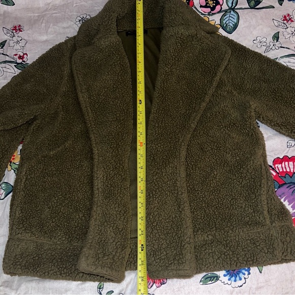 Banana Republic Factory Green Open Front Sherpa Teddy Jacket - Picture 6 of 12